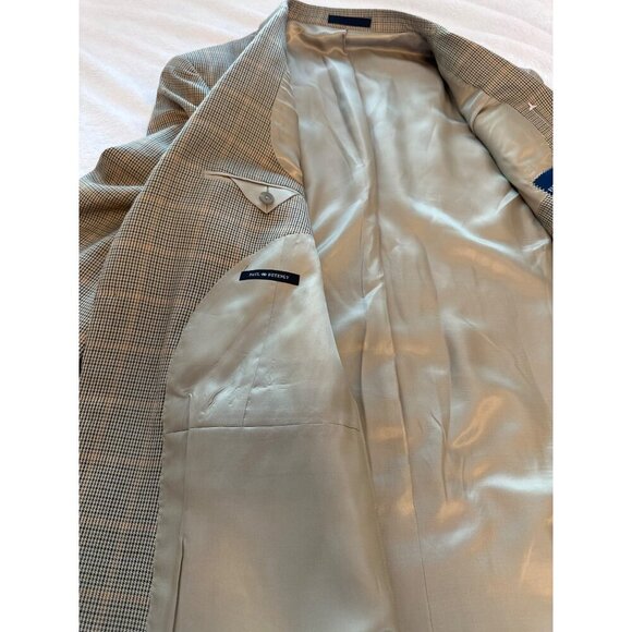 Paul Betenly Silk & Wool Blazer Mens 42R Beige Two-Button Lined Jacket - Picture 8 of 13